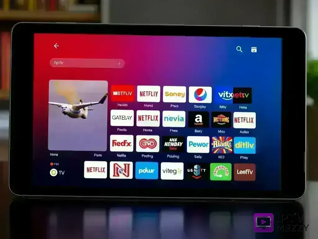 Modern IPTV app interface on Android TV screen