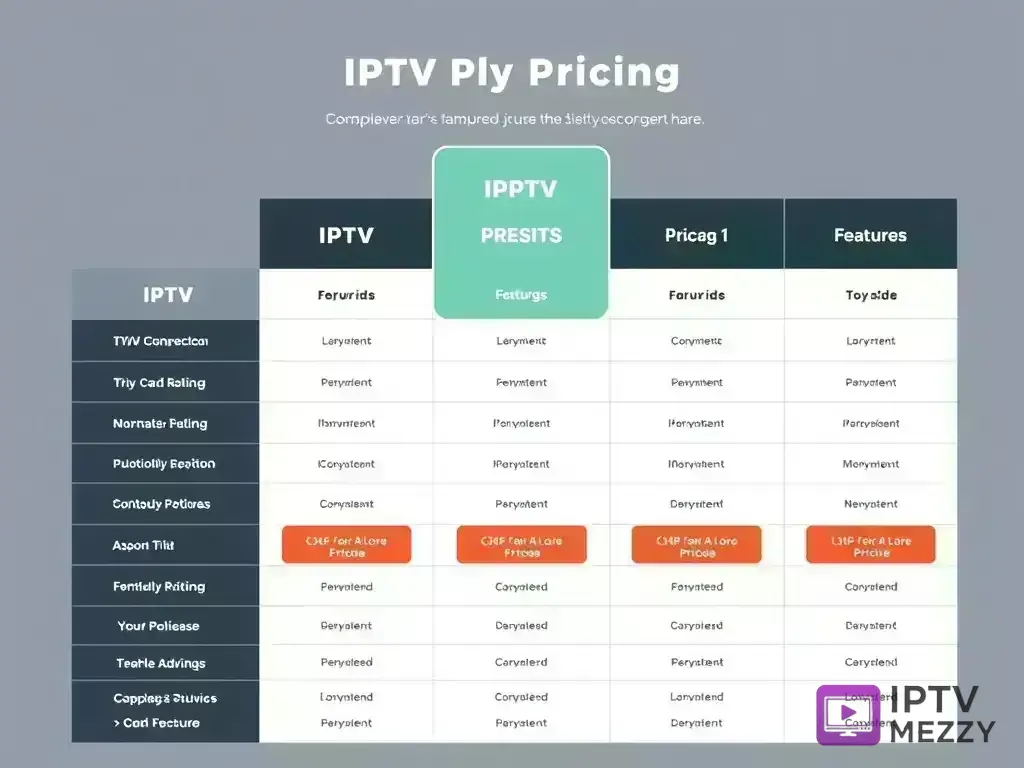 Comparison chart of IPTV Mezzy  pricing plans