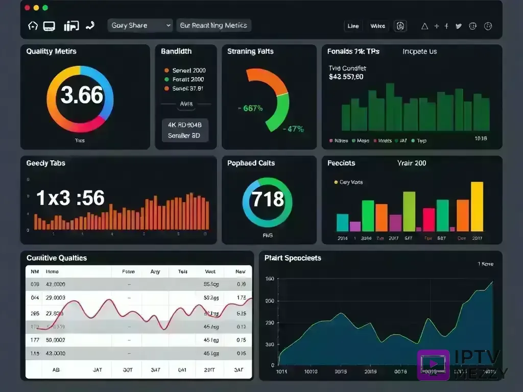 Dashboard showing streaming quality metrics and performance