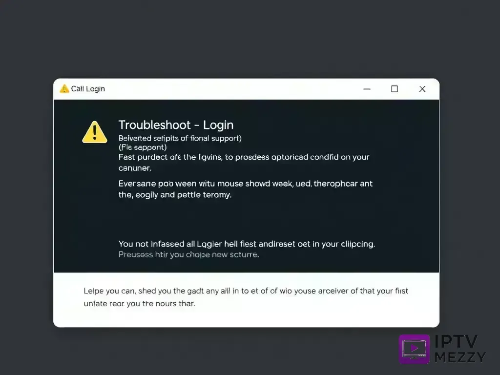 Login error screen with troubleshooting tips